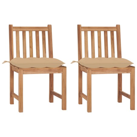 vidaXL Sedie da Giardino 2 pz con Cuscini in Legno Massello di Teak