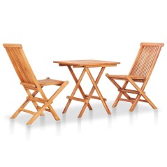 vidaXL Set da Bistrot 3 pz con Cuscini Rosso Vino in Massello di Teak