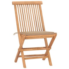 vidaXL Set da Pranzo Giardino Pieghevole 3 pz Cuscino Massello di Teak