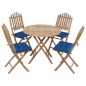 vidaXL Set da Pranzo da Giardino 5 pz Pieghevole con Cuscini in Bambù