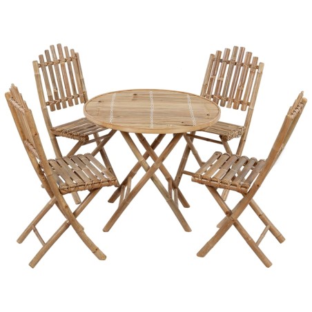 vidaXL Set da Pranzo da Giardino 5 pz Pieghevole con Cuscini in Bambù