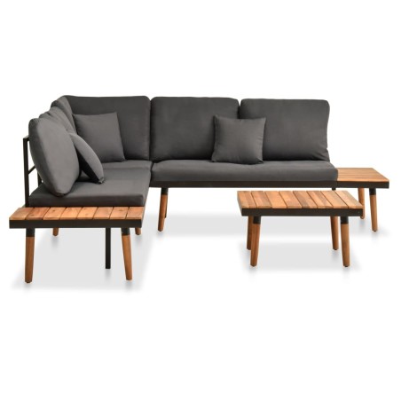 vidaXL Set Divani da Giardino 4 pz con Cuscini in Massello di Acacia