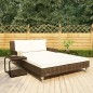 vidaXL Lettino Prendisole per 2 Persone con Cuscini Polyrattan Marrone vidaXL Lettino Prendisole per 2 Persone con Cuscini Polyrattan Marrone