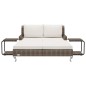 vidaXL Lettino Prendisole per 2 Persone con Cuscini Polyrattan Marrone vidaXL Lettino Prendisole per 2 Persone con Cuscini Polyrattan Marrone