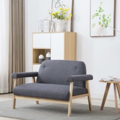 vidaXL Divano a 2 Posti in Tessuto Grigio Scuro