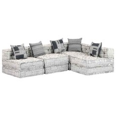 vidaXL Pouf Modulare a 4 Posti Grigio Chiaro in Tessuto