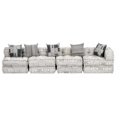 vidaXL Pouf Modulare a 4 Posti Grigio Chiaro in Tessuto