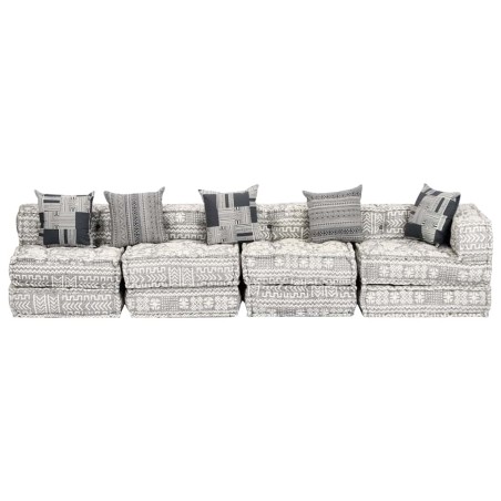 vidaXL Pouf Modulare a 4 Posti Grigio Chiaro in Tessuto