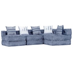 vidaXL Pouf Modulare a 4 Posti Indaco in Tessuto