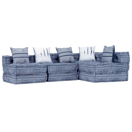 vidaXL Pouf Modulare a 4 Posti Indaco in Tessuto