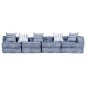 vidaXL Pouf Modulare a 4 Posti Indaco in Tessuto vidaXL Pouf Modulare a 4 Posti Indaco in Tessuto