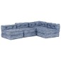 vidaXL Pouf Modulare a 4 Posti Indaco in Tessuto vidaXL Pouf Modulare a 4 Posti Indaco in Tessuto