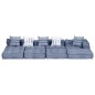 vidaXL Pouf Modulare a 4 Posti Indaco in Tessuto vidaXL Pouf Modulare a 4 Posti Indaco in Tessuto
