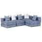 vidaXL Pouf Modulare a 4 Posti Indaco in Tessuto vidaXL Pouf Modulare a 4 Posti Indaco in Tessuto
