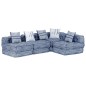 vidaXL Pouf Modulare a 4 Posti Indaco in Tessuto vidaXL Pouf Modulare a 4 Posti Indaco in Tessuto