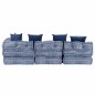vidaXL Pouf Modulare a 4 Posti Indaco in Tessuto vidaXL Pouf Modulare a 4 Posti Indaco in Tessuto