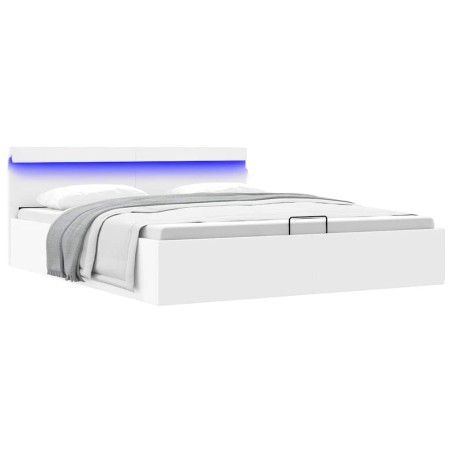 vidaXL Giroletto Contenitore Idraulico LED Bianco Similpelle 180x200cm 