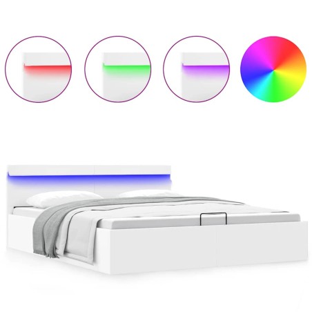 vidaXL Giroletto Contenitore Idraulico LED Bianco Similpelle 180x200cm 