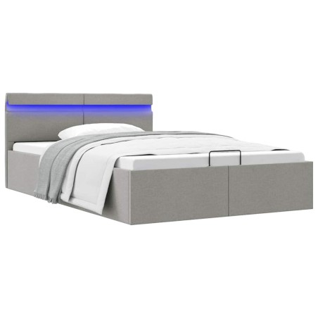 vidaXL Giroletto con Contenitore e LED Grigio Chiaro Tessuto 120x200cm 