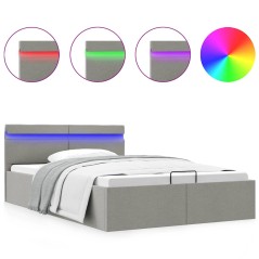 vidaXL Giroletto con Contenitore e LED Grigio Chiaro Tessuto 120x200cm 