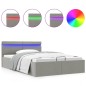 vidaXL Giroletto con Contenitore e LED Grigio Chiaro Tessuto 120x200cm vidaXL Giroletto con Contenitore e LED Grigio Chiaro Tessuto 120x200cm