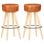 vidaXL Sgabelli da Bar 2 pz Marroni Legno di Mango Grezzo e Vera Pelle vidaXL Sgabelli da Bar 2 pz Marroni Legno di Mango Grezzo e Vera Pelle