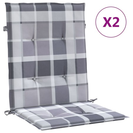 vidaXL Cuscini per Sedia 2 pz a Quadri Grigi 100x50x3cm Tessuto Oxford