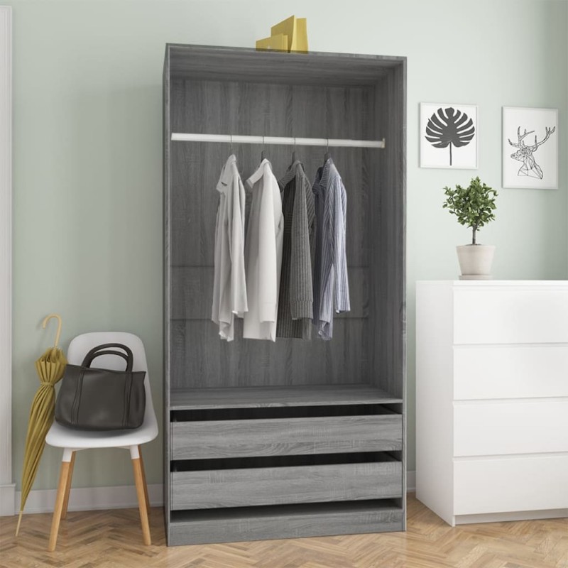 Armadio Grigio Sonoma 100x50x200 cm in Legno Multistrato Armadio Grigio Sonoma 100x50x200 cm in Legno Multistrato