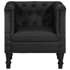 vidaXL Poltrona Nera in Vera Pelle