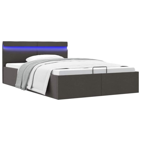 vidaXL Giroletto con Contenitore e LED Grigio Scuro Tessuto 140x200 cm 