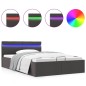 vidaXL Giroletto con Contenitore e LED Grigio Scuro Tessuto 140x200 cm 