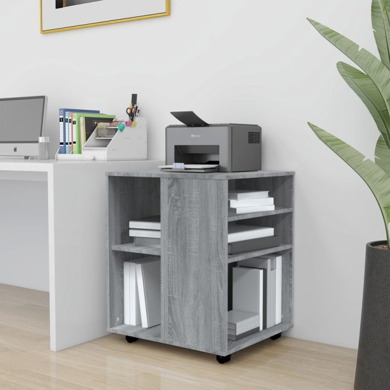 Armadietto con Ruote Grigio Sonoma 60x53x72cm Legno Multistrato Armadietto con Ruote Grigio Sonoma 60x53x72cm Legno Multistrato