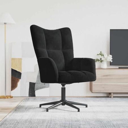 vidaXL Sedia Relax Nera in Velluto