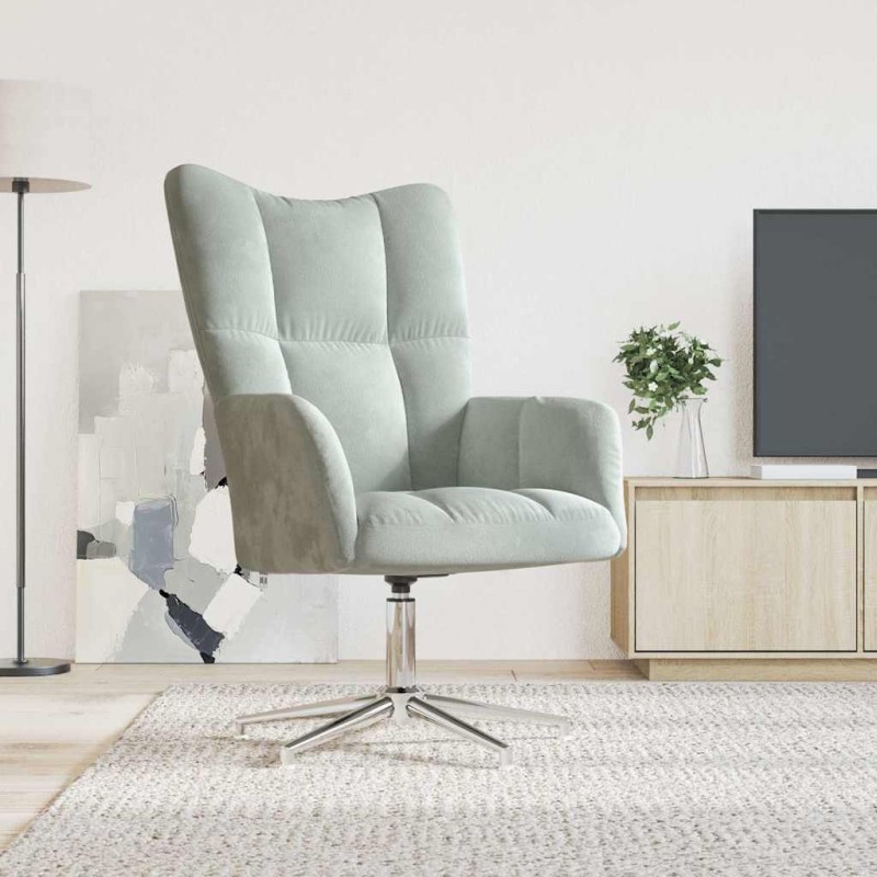vidaXL Sedia Relax Grigio Chiaro in Velluto vidaXL Sedia Relax Grigio Chiaro in Velluto