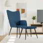 vidaXL Sedia Relax con Sgabello Blu in Tessuto vidaXL Sedia Relax con Sgabello Blu in Tessuto