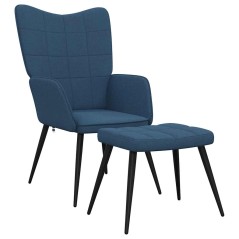 vidaXL Sedia Relax con Sgabello Blu in Tessuto