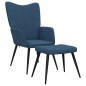vidaXL Sedia Relax con Sgabello Blu in Tessuto vidaXL Sedia Relax con Sgabello Blu in Tessuto