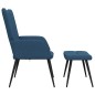 vidaXL Sedia Relax con Sgabello Blu in Tessuto vidaXL Sedia Relax con Sgabello Blu in Tessuto