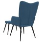 vidaXL Sedia Relax con Sgabello Blu in Tessuto vidaXL Sedia Relax con Sgabello Blu in Tessuto