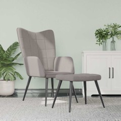 vidaXL Sedia Relax con Sgabello Tortora in Tessuto