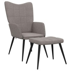vidaXL Sedia Relax con Sgabello Tortora in Tessuto