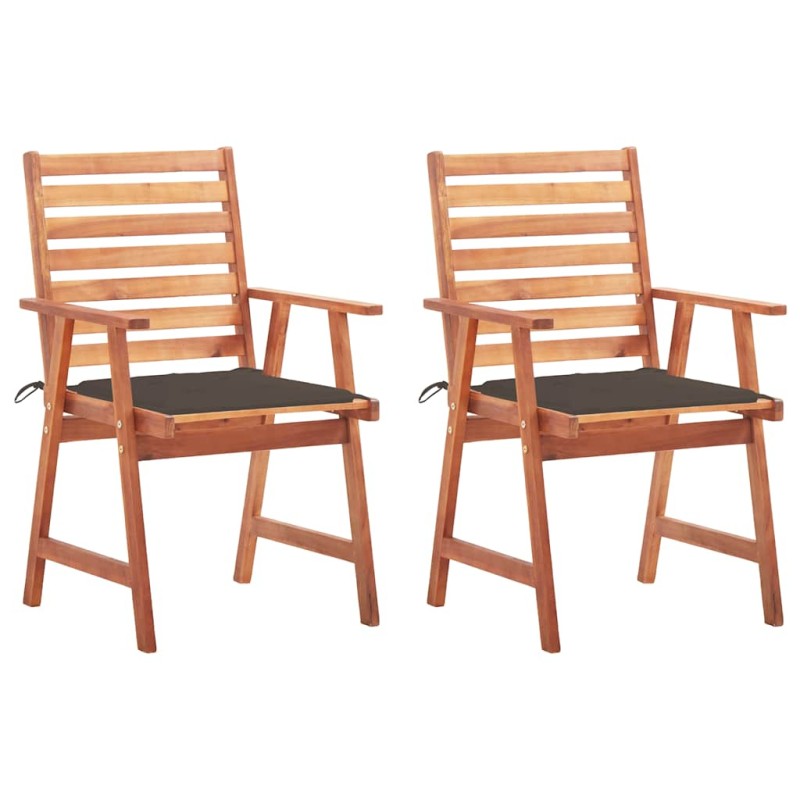 vidaXL Sedie da Pranzo da Esterni con Cuscini 2 pz Massello di Acacia vidaXL Sedie da Pranzo da Esterni con Cuscini 2 pz Massello di Acacia