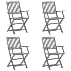 vidaXL Sedie da Giardino Pieghevoli 4pz con Cuscini in Massello Acacia