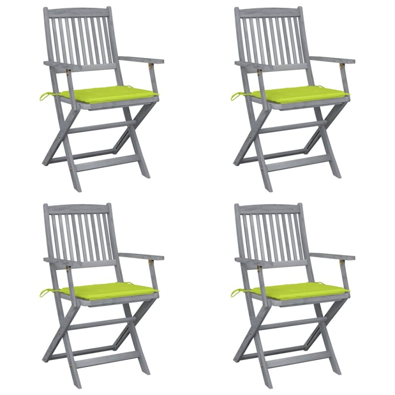 vidaXL Sedie da Giardino Pieghevoli 4pz con Cuscini in Massello Acacia vidaXL Sedie da Giardino Pieghevoli 4pz con Cuscini in Massello Acacia