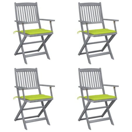 vidaXL Sedie da Giardino Pieghevoli 4pz con Cuscini in Massello Acacia