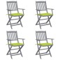 vidaXL Sedie da Giardino Pieghevoli 4pz con Cuscini in Massello Acacia vidaXL Sedie da Giardino Pieghevoli 4pz con Cuscini in Massello Acacia