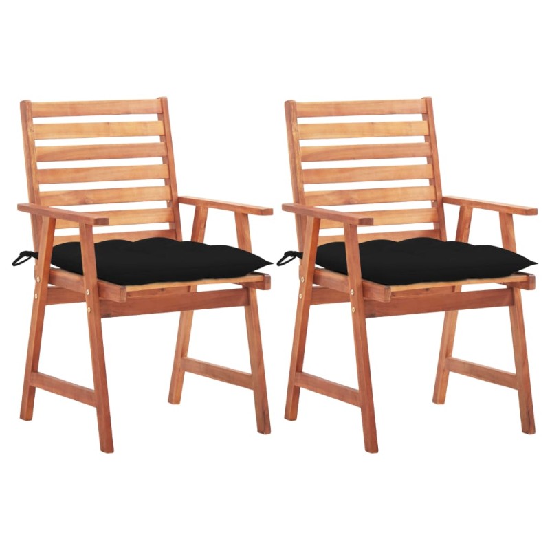 vidaXL Sedie da Pranzo da Esterni con Cuscini 2 pz Massello di Acacia vidaXL Sedie da Pranzo da Esterni con Cuscini 2 pz Massello di Acacia