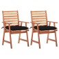 vidaXL Sedie da Pranzo da Esterni con Cuscini 2 pz Massello di Acacia vidaXL Sedie da Pranzo da Esterni con Cuscini 2 pz Massello di Acacia