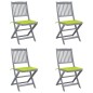 vidaXL Sedie da Giardino Pieghevoli 4pz con Cuscini in Massello Acacia vidaXL Sedie da Giardino Pieghevoli 4pz con Cuscini in Massello Acacia