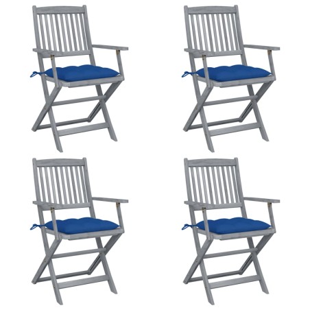 vidaXL Sedie da Giardino Pieghevoli 4pz con Cuscini in Massello Acacia